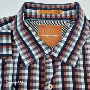 Tommy Bahama Mens XL Plaid Button Down Shirt Cotton Casual Weekend